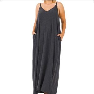 ZENANA Adjustable Spaghetti Strap V-neck Cami Maxi Dress